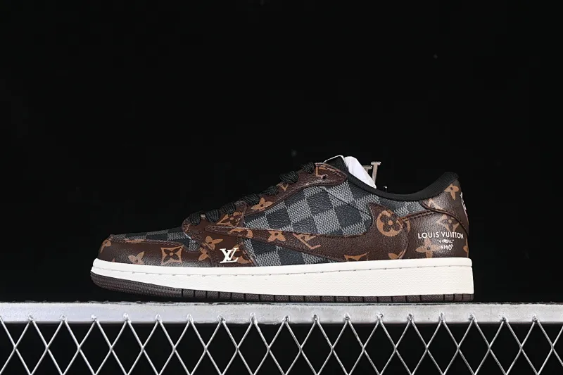 All categories Air Jordan Jordan series basketball shoes Air Jordan 1 Low High-end customized low-top sneakers Travis Scott x Fragment Design x Air Jordan 1 Low OG SP AJ1 Joe 1 LV joint brown and gray plaid low-top cultural and casual sneakers SC0601-051